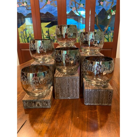 Dorothy Thorpe Silver Fade Ombre Roly Poly Scotch Glasses. - Picture 1 of 6